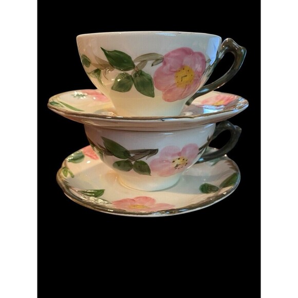 franciscan Other - 2 Vintage Franciscan Desert Rose Cup and Saucer Sets USA Floral 50s 60s DAMAGED